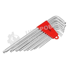 Набор ключей Matrix имбусовых torx 9шт: t10-t50 crv экстра-длин сатин.