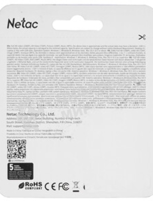 Флешка USB Netac U352 (NT03U352N-064G-32PN), 64Gb, USB 3.0, R/W 110/50, серебристый