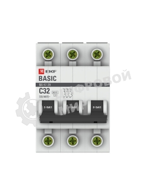 Выключатель автоматический EKF mcb4729-3-32C 3P 32А (C) 4,5кА ВА 47-29 Basic