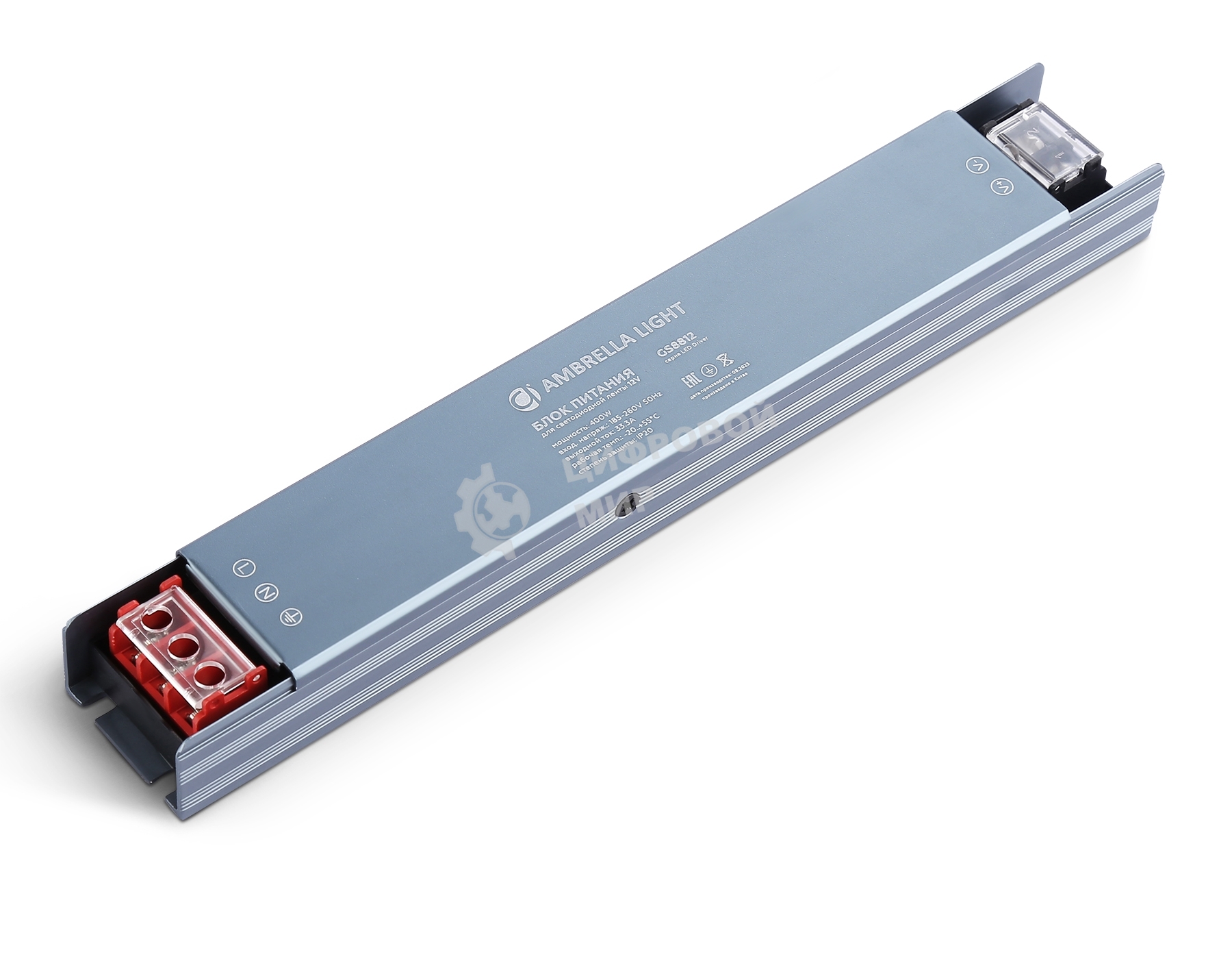 GS8812 блок питания 12V 400W 33.3A IP20 185-260V 235*35*22