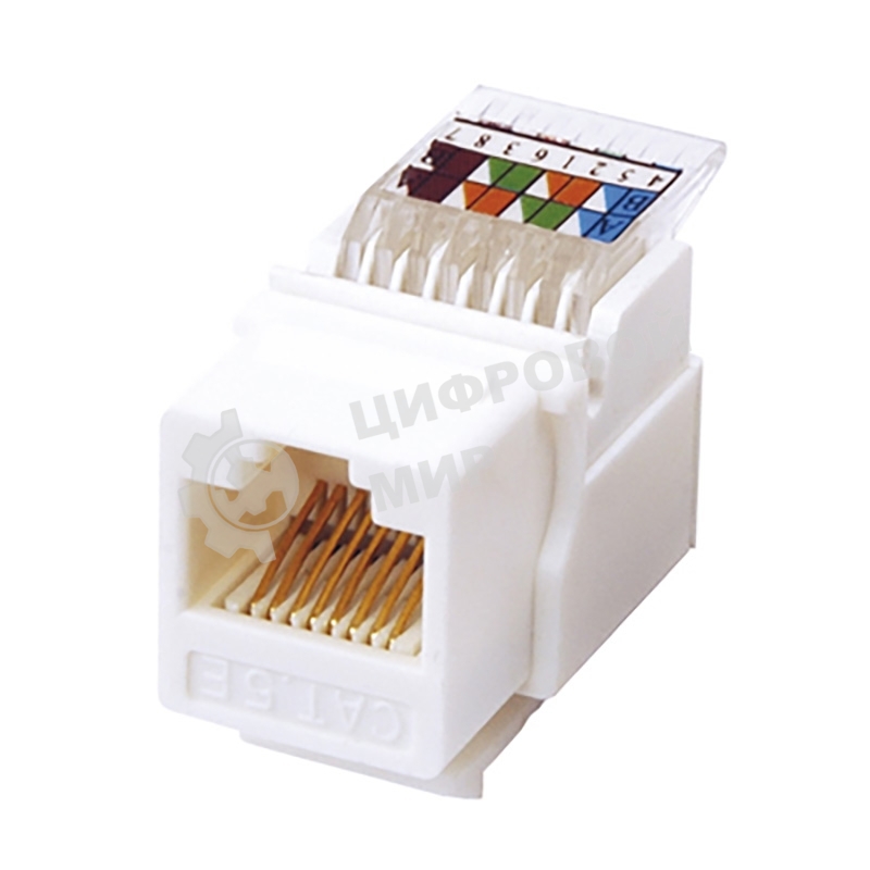 Модуль Rexant Keystone Jack RJ-45(8P8C), UTP неэкранированный, cat.5e, тип 180 градусов,самозажимной, белый