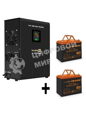 Комплект источника бесперебойного питания Exegate EX295998RUS + батарея 75Aч EX285653RUS 2шт (инвертор, синус, для котла, настенный) ExeGate FineSine SX-1500.LCD.AVR.2SH <1500VA/1050W, чистая синусоида, цветной LCD-дисплей, AVR, 2*Schuko, линейно-интерактивный, крепление настенное/универсальное, черный> + батарея ExeGate HRL 12-75 (12В, 75Ач) 2шт