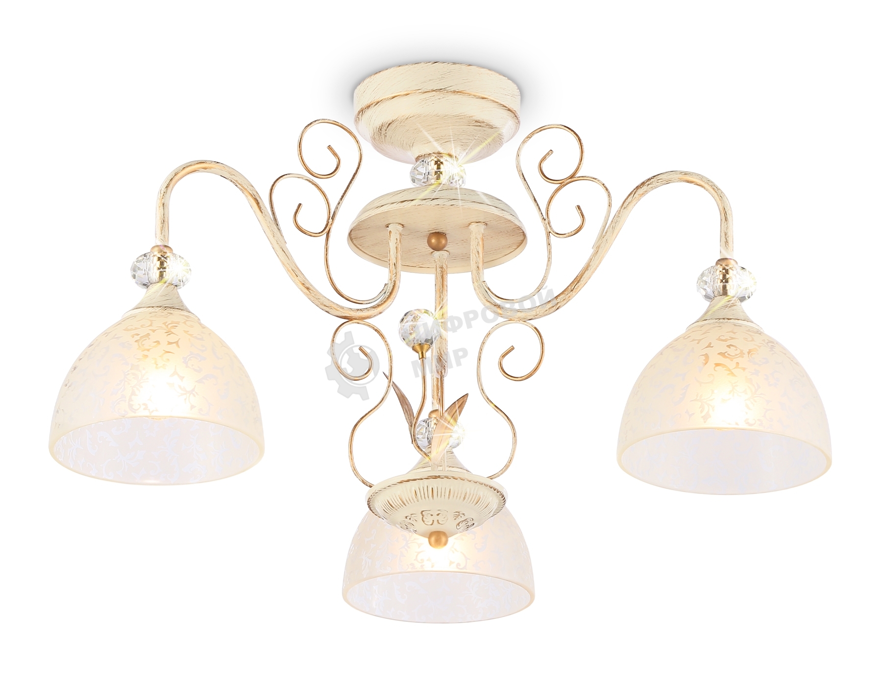 Светильник Ambrella light TR3055/3 BG/GD/FR бежевый/золото/белый матовый E27/3 max 40W D600*380