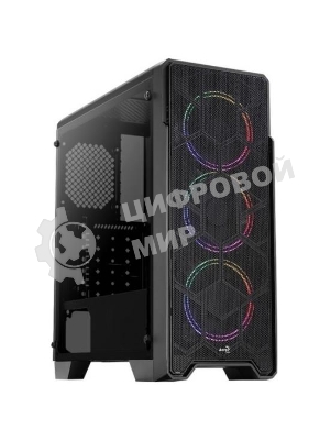 Компьютерный корпус Aerocool/Formula Ore Saturn FRGb-G-BK-v1 (2xUSB, 2xAudio, 0.5 мм,3x120 мм FAN, прозрачная стенка-закаленное стекло, ATX,