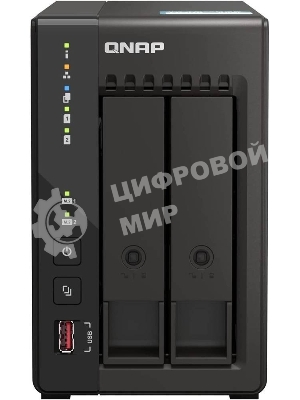 SMB QNAP TS-253E-8G NAS, 2-tray w/o HDD. 2xHDMI-port. 4-core Celeron J6412 2-2.6 GHz, 8Gb DDR, 2x2.5Gb LAN, 2 x M.2 2280 PCIe Gen 3 x2, 2x USB 3.2 Gen 2 (10Gbps) Port, 2x USB 2.0 port