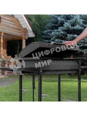 Мангал Palisad Camping на колесах с крышкой-барбекю, 662х390х920, сталь 2 мм, термометр, кочерга