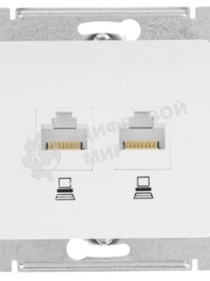Механизм розетки комп. 2-м Glossa RJ45+RJ45 кат. 5е белый SchE GSL000185KK