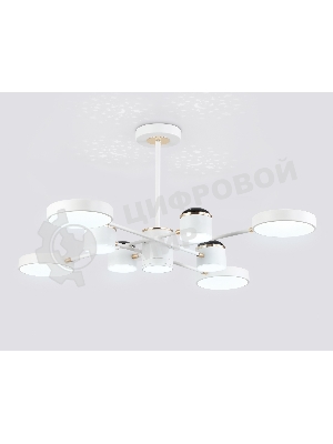 Люстра светодиодная на штанге Ambrella light FL51627/9+4 WH/FGD белый/золото 132W 3000-6000K D850*370 (без ПДУ)