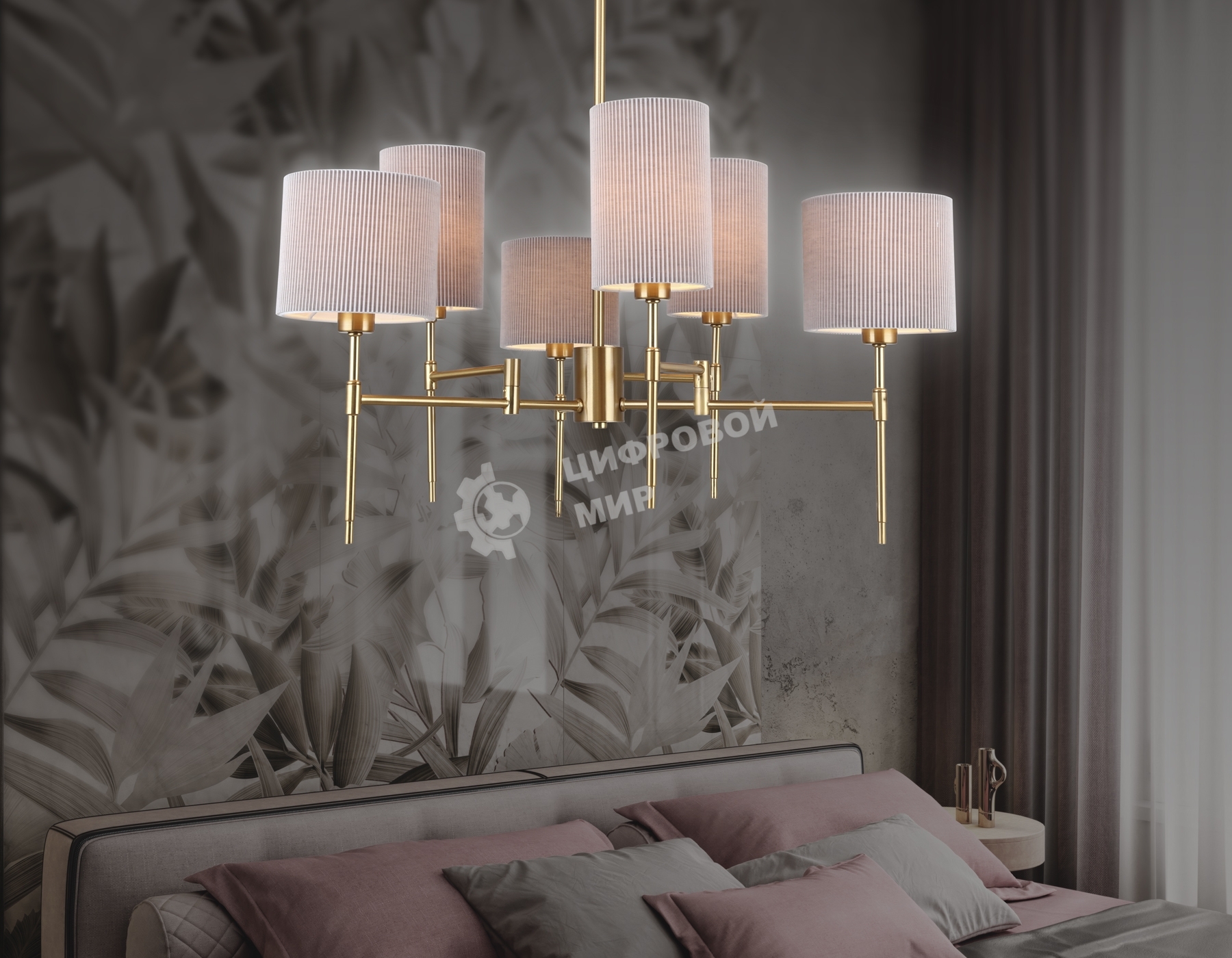 Люстра Ambrella light LH72381/6 BS/GR латунь/серый E14*6 max 40W D690*705