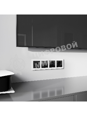 Накладка для двойной розетки Еthernet RJ-45 (черный акрил)