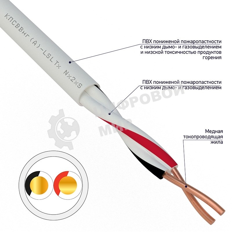 Кабель для пожарной сигнализации Rexant КПСВВнг(А)-LSLTx 1x2x1,00 мм², бухта 200 м, 01-4872