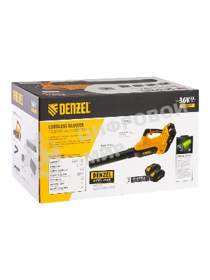 Воздуходувка аккумуляторная RB180-36, Li-ion, 36 В, 4 Ач, 180 км/ч, 820 м3/ч Denzel