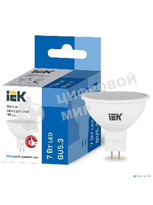 Лампа светодиодная IEK LLE-MR16-7-230-65-GU5 ECO MR16 софит 7Вт 230В 6500К GU5.3