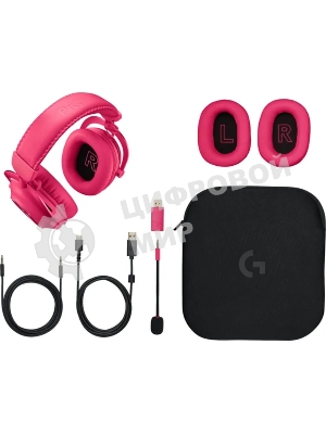 Гарнитура Logitech G Pro X 2 Lightspeed розовый, беспроводная + проводная, Bluetooth/USB/3.5 мм, до 50 ч