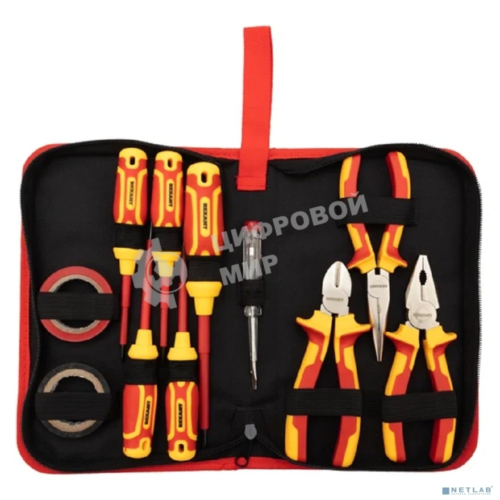 Набор диэлектрического инструмента Rexant RI-02, 11 предметов, до 1000 В, тканевый пенал