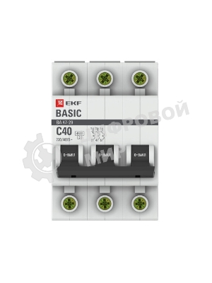 Выключатель автоматический EKF mcb4729-3-40C 3P 40А (C) 4,5кА ВА 47-29 Basic