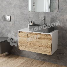 Комплект: тумба Bau Dream Blackwood 80, раковина BAU Cerama 48х37, темно-серая, смеситель Hotel Dream, нерж сталь
