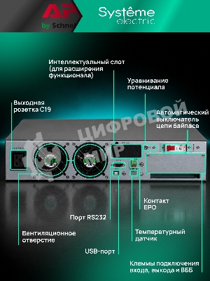 Источник бесперебойного питания Systeme Electric Smart-Save Online SRV / 6000 ВA / 6000 Вт / 1 x IEC 320 С19, клеммная колодка
