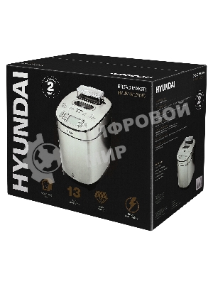 Хлебопечка Hyundai HYBM-M0313G серебристый/чёрный, 600 Вт, 0.9 кг, 13 программ