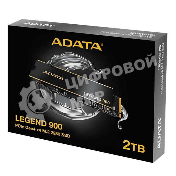 Накопитель SSD ADATA LEGEND 900, 2000Gb, PCIe 4.0 x4, 2280, NVMe, R/W 7000/5400, с радиатором