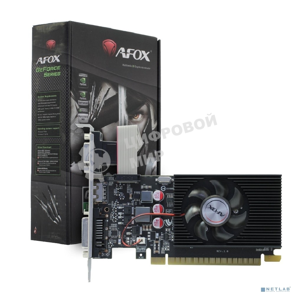 Видеокарта AFOX Geforce GT730 1Gb DDR3 128Bit DVI HDMI VGA LP Single Fan