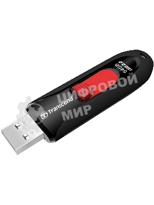Флешка USB Transcend JetFlash 590 (TS64GJF590K), 64Gb, USB 2.0, R/W 25/15, черный/красный