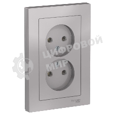 Розетка 2-м ATLAS DESIGN без заземл. 16А в сборе алюм. SchE ATN000320