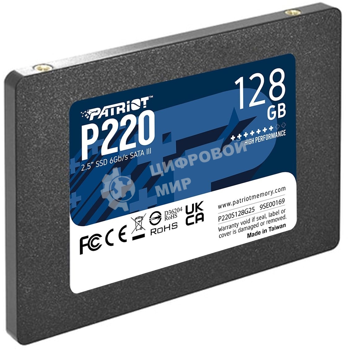Накопитель SSD Patriot P220, 128Gb, SATA III, 2.5