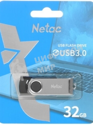 Флешка USB Netac U505 (NT03U505N-032G-32BK), 32Gb, USB 3.0, R/W 110/45, черный/серебристый