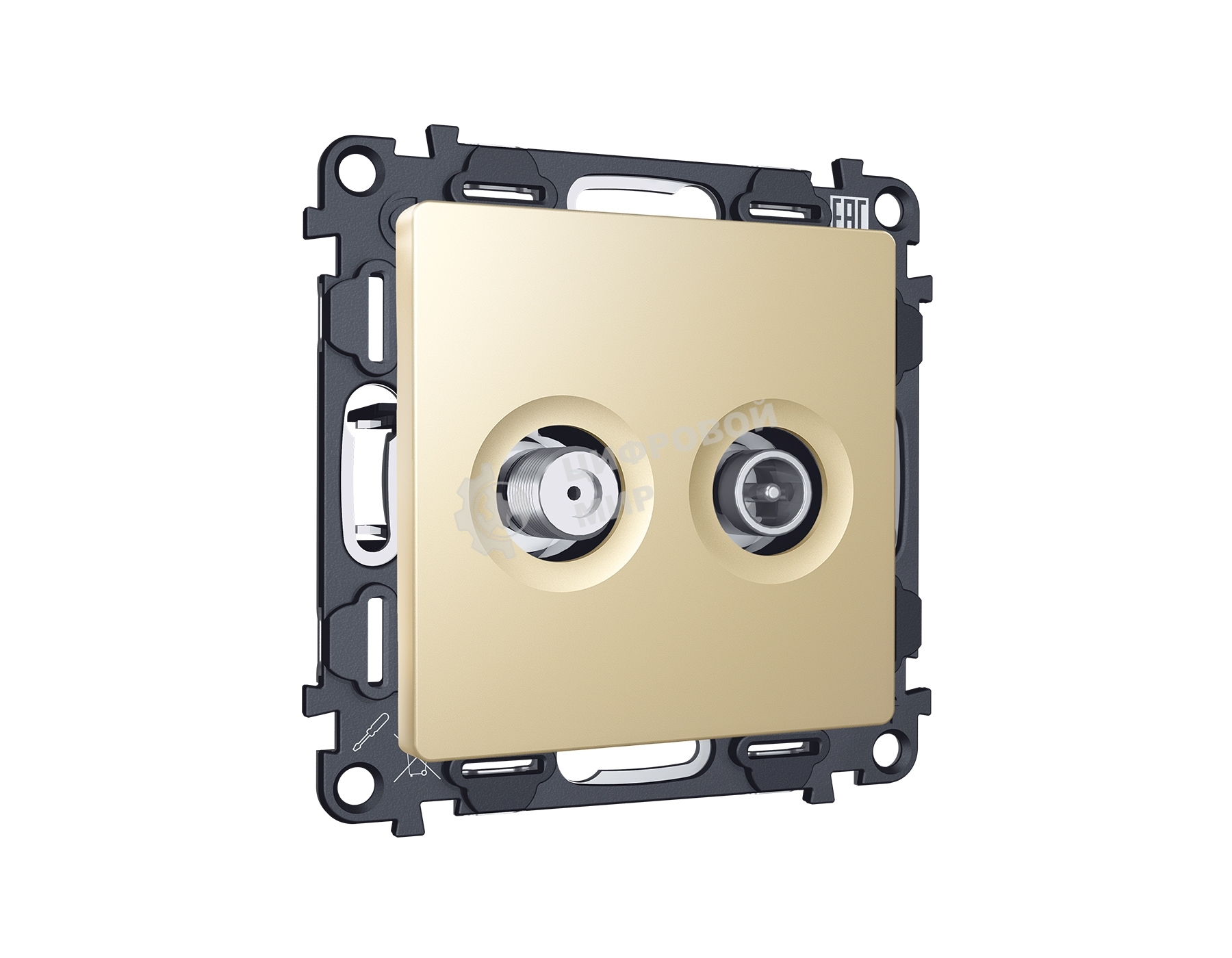 Комплект механизма розетки TV оконечной + SAT 5-862MHz 3.5dB/950-2150MHz 3.5dB ALFA Шампань QUANT (AP6133, VM217) MA613310