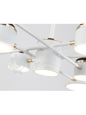 Люстра светодиодная на штанге Ambrella light FL51627/9+4 WH/FGD белый/золото 132W 3000-6000K D850*370 (без ПДУ)