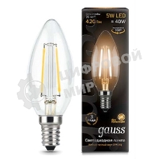 Лампа светодиодная Gauss 103801105LED Filament Candle Е14 5Вт 2700к 1/10/50