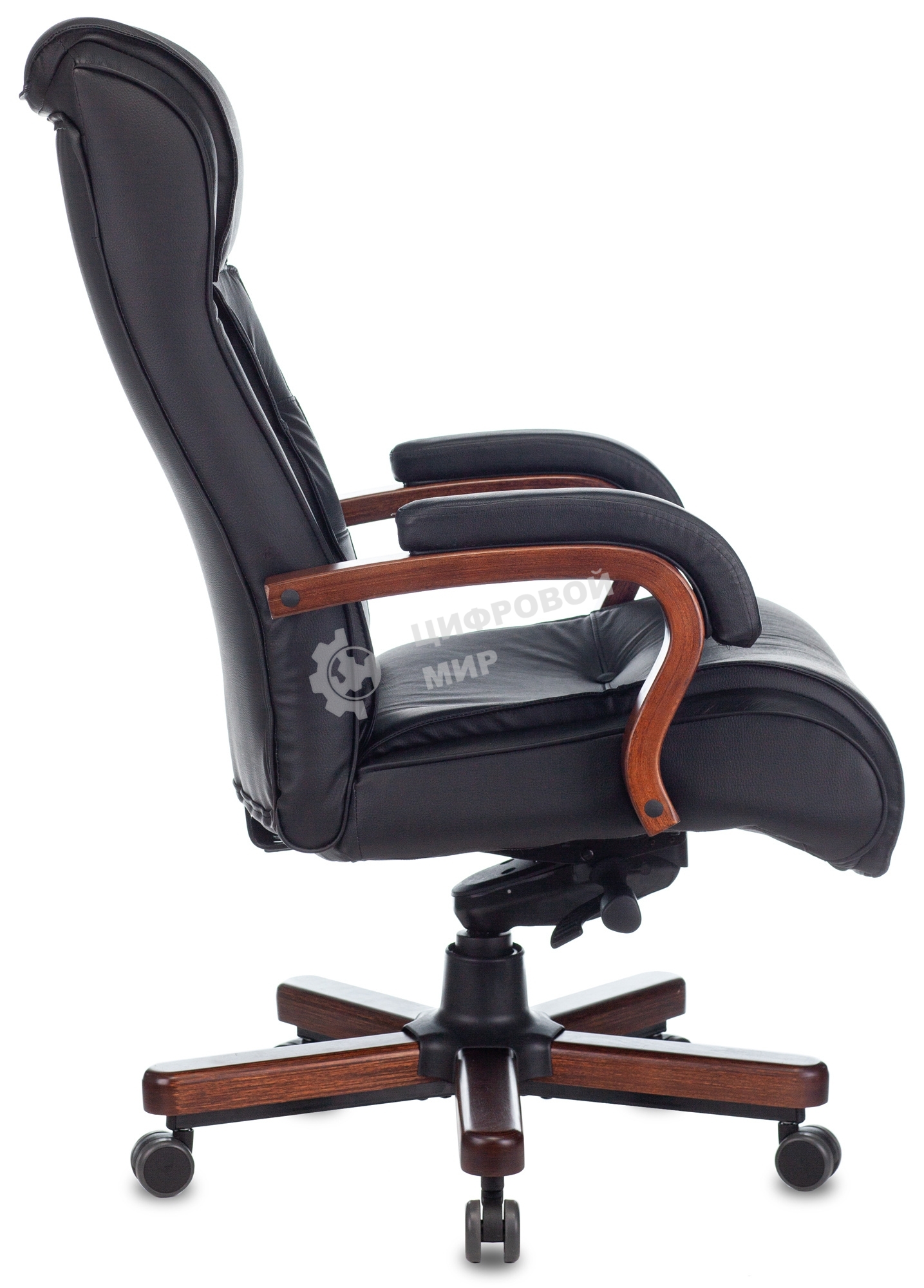 Кресло руководителя Бюрократ T-9926WALNUT черный, кожа, крестовина металл/дерево