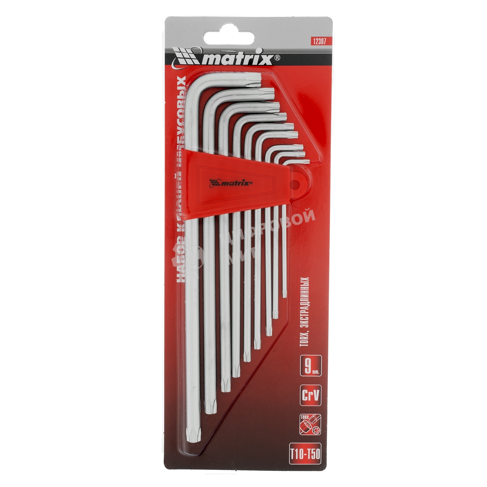 Набор ключей Matrix имбусовых torx 9шт: t10-t50 crv экстра-длин сатин.