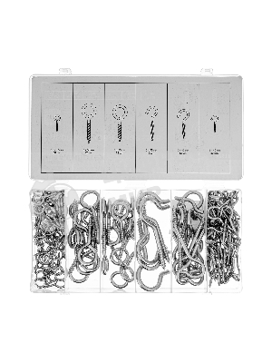 Набор крюков-саморезов Сибртех 2,5x25, 3x40, 5x65, 5x75, 6x45, 6x50 мм, 151 предметов