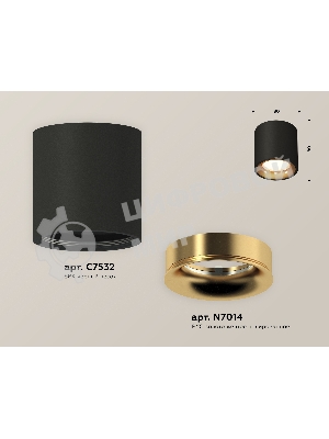Светильник Ambrella Light XS7532024 SBK/PYG черный песок/золото желтое полированное MR16 GU5.3 (C7532, N7014)