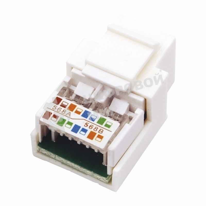 Модуль Rexant Keystone Jack RJ-45(8P8C), UTP неэкранированный, cat.5e, тип 180 градусов, белый