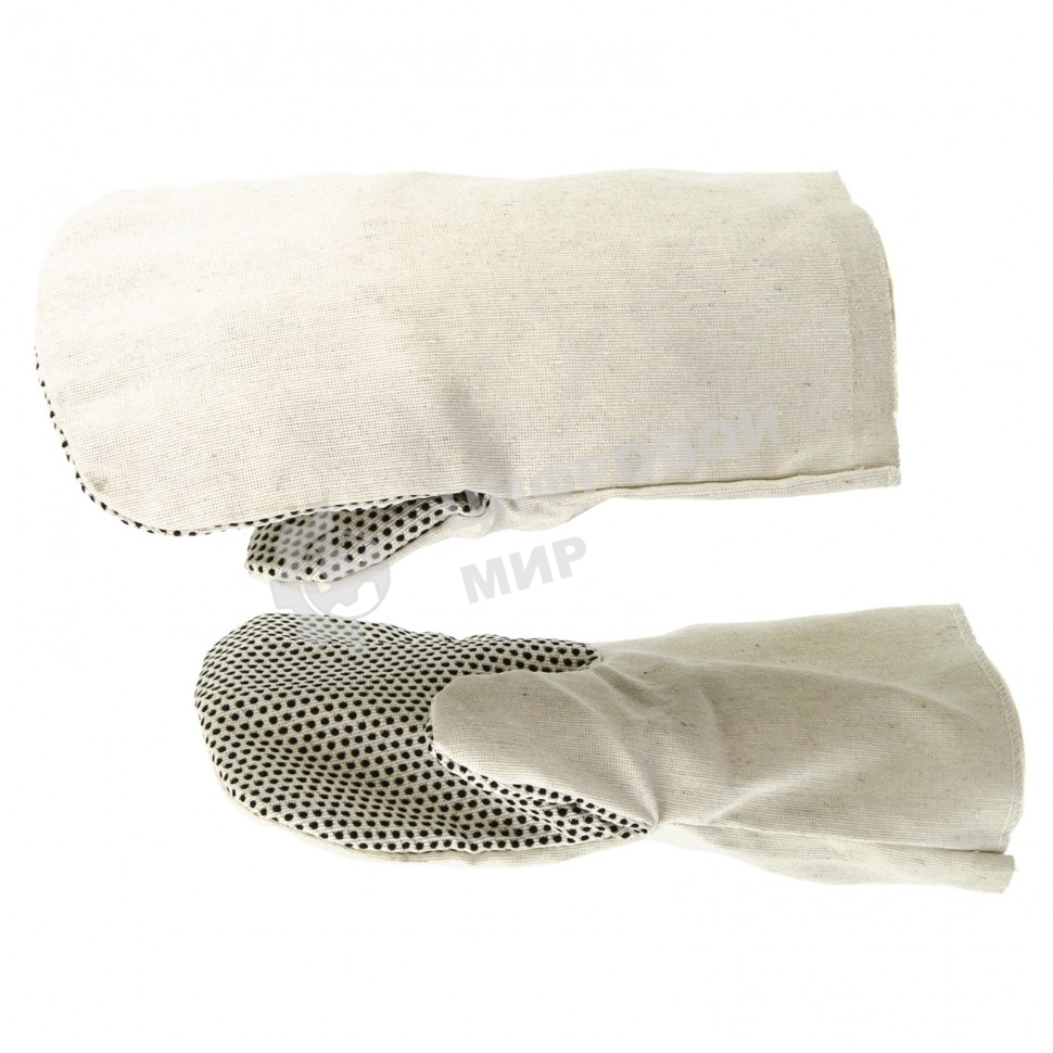 Рукавицы специальные Сибртех х/б с наладонником из двунитки с ПВХ точкой, 1 размер