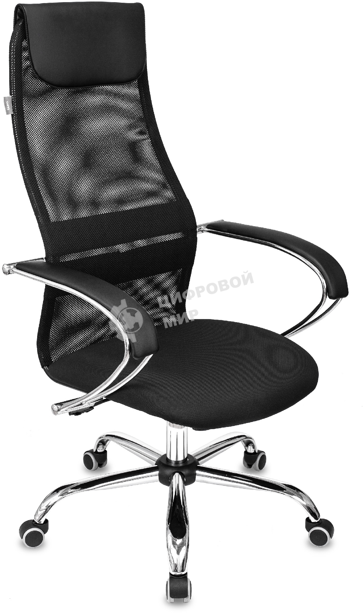 Кресло руководителя Бюрократ CH-607SL TW-01 Neo Black черный, сетка/ткань с подголов. на колес. металл хром