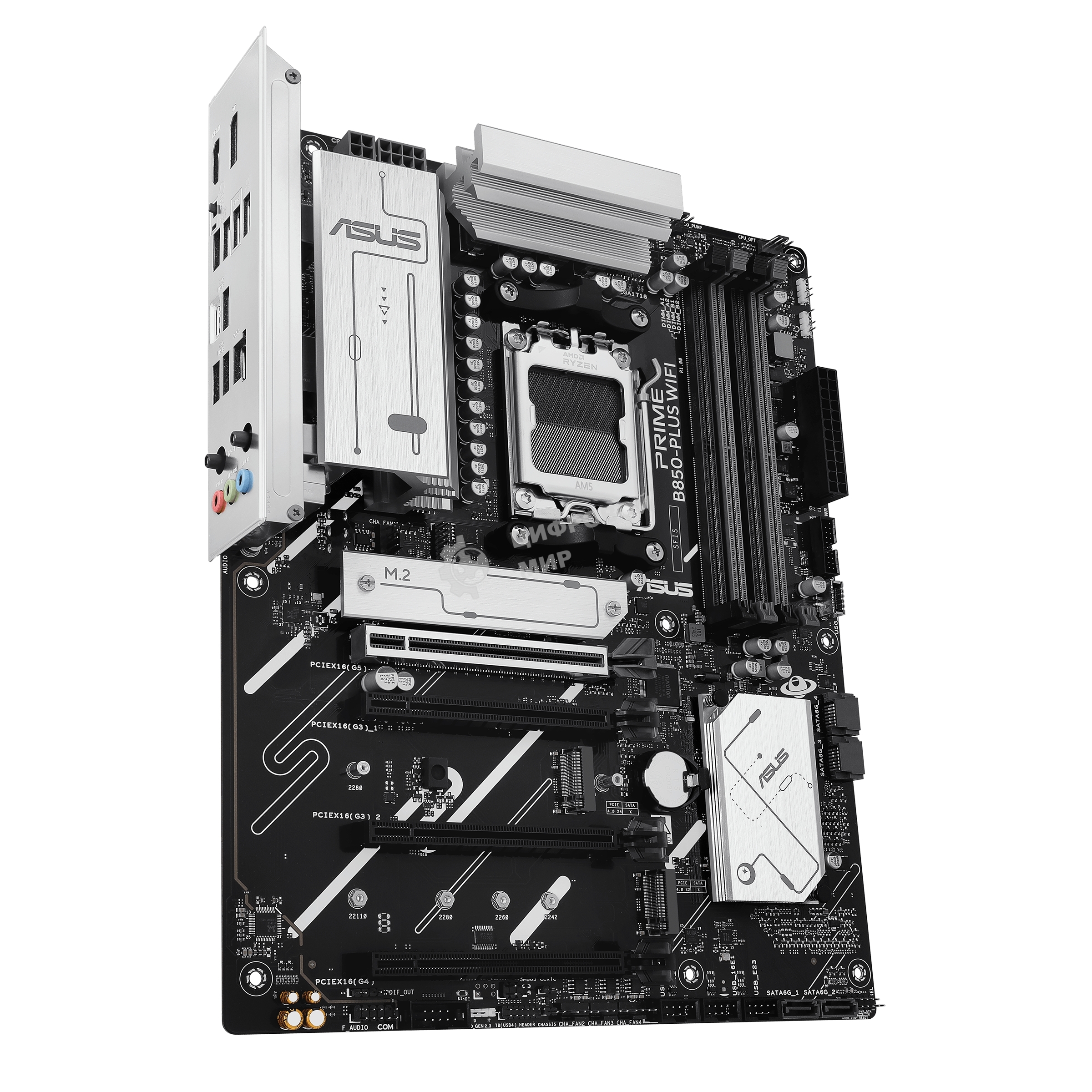 Материнская плата ASUS PRIME B850-PLUS WIFI, AM5, AMD B850, 4xDDR5, 4xSATA, 3xM.2, 1xPCIe 5.0 x16, 1xPCIe 4.0 x16, 2xPCIe 3.0 x1, 1xDP, 1xHDMI, 1x2.5Gb LAN, Wi-Fi 6E, Bluetooth 5.3, 4xUSB-A 10Gbps, 1xUSB-C 10Gbps, 2xUSB-A 5Gbps, 2xUSB-A 2.0, 3x3.5 мм, 7.1