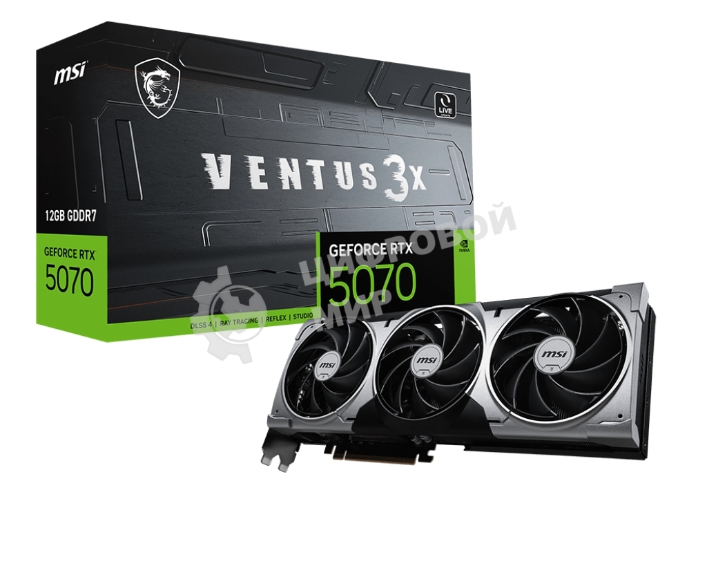 Видеокарта MSI PCI-E 5.0 RTX 5070 12G VENTUS 3X NVIDIA GeForce RTX 5070 12Gb 192bit GDDR7 2542/28000 HDMIx1 DPx3 HDCP Ret
