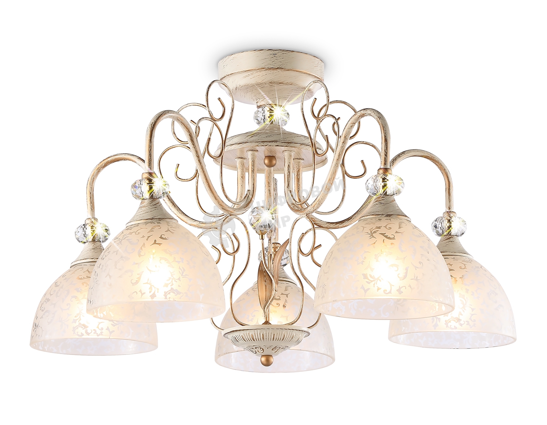 Светильник Ambrella light TR3057/5 BG/GD/FR бежевый/золото/белый матовый E27/5 max 40W D600*380