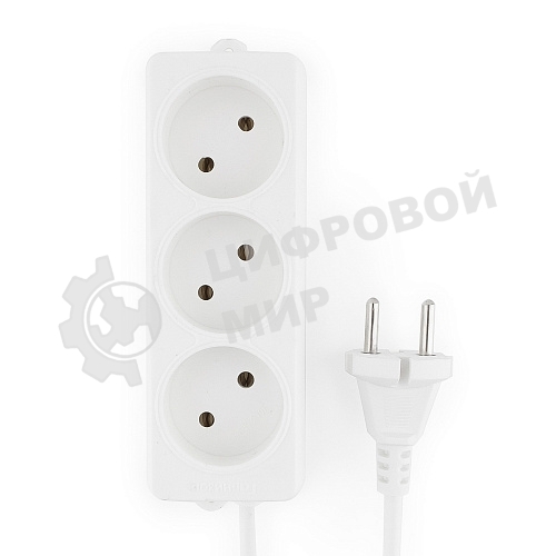 Удлинитель Гарнизон EL-NL3-W-5, 3 розетки допустимый ток 10А, длина 5 м.