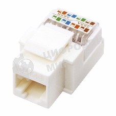 Модуль Rexant Keystone Jack RJ-45(8P8C), UTP неэкранированный, cat.5e, тип 180 градусов, белый