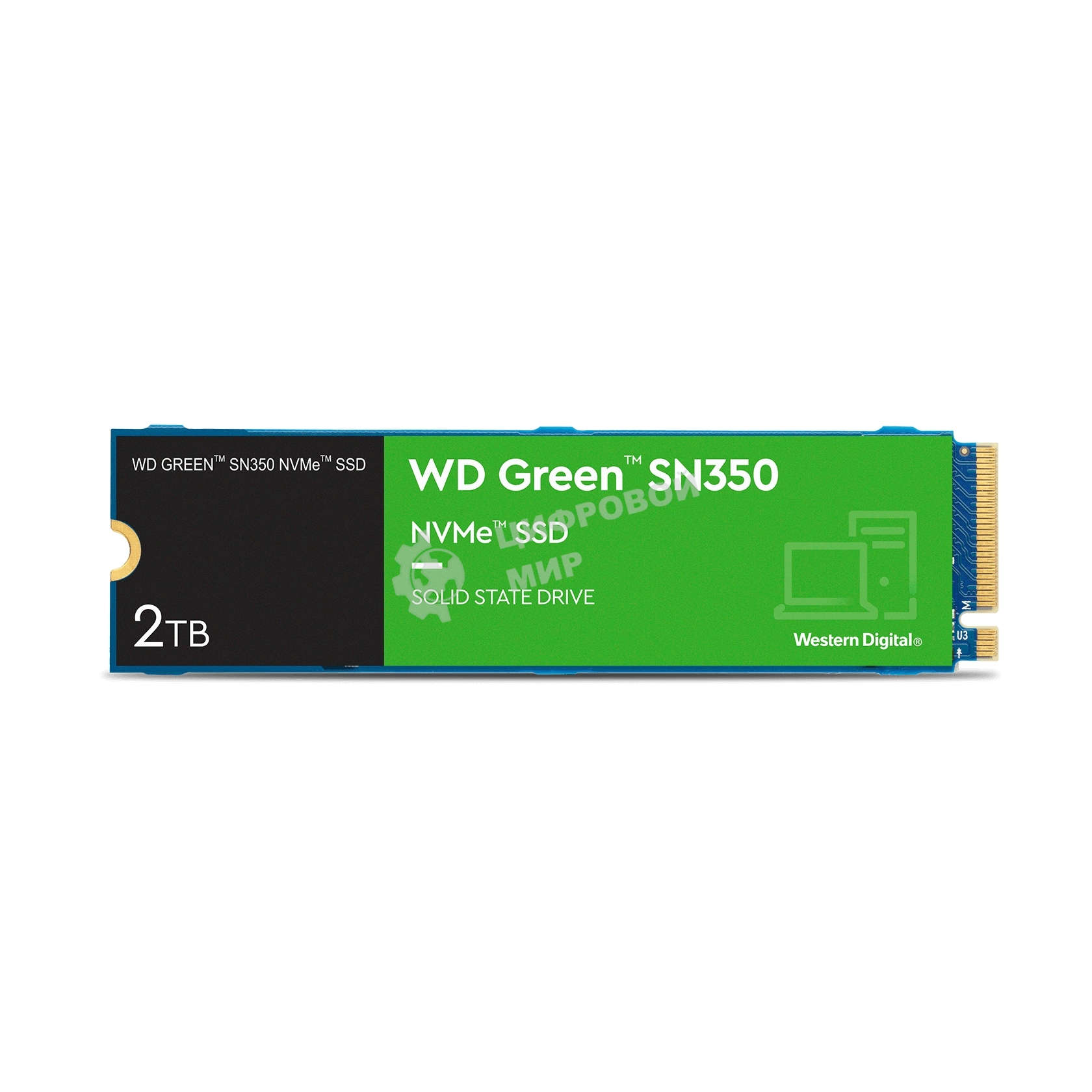 Накопитель SSD WD Green SN350 WDS200T3G0C, 2000Gb, PCIe 3.0 x4, M.2 2280, NVMe, R/W 3200/3000
