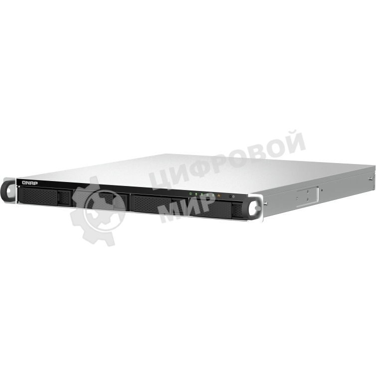 Сетевое хранилище SMB QNAP TS-464U-8G NAS 4 HDD trays, rackmount 1U, 1 PSU. 4-core Intel Celeron N5105/N5095 2.0-2.9 GHz, 8 Gb RAM MAX, 2x2.5GbE, 2xUSB 3.2 Gen 2 (10Gbps), 2xUSB 2.0, 1xHDMI, PCIe Gen 3 x2, W/o rail kit RAIL-B02