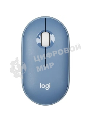 Мышь беспроводная Logitech Pebble M350 синий, 1000 dpi, радиоканал, Bluetooth, USB, кнопки - 3