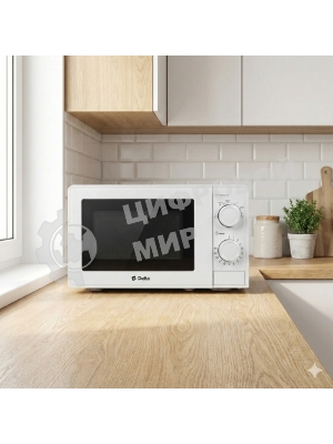 Микроволновая печь Delta DL-84L20 белый, 20 л, 700 Вт, переключатели - поворотный механизм