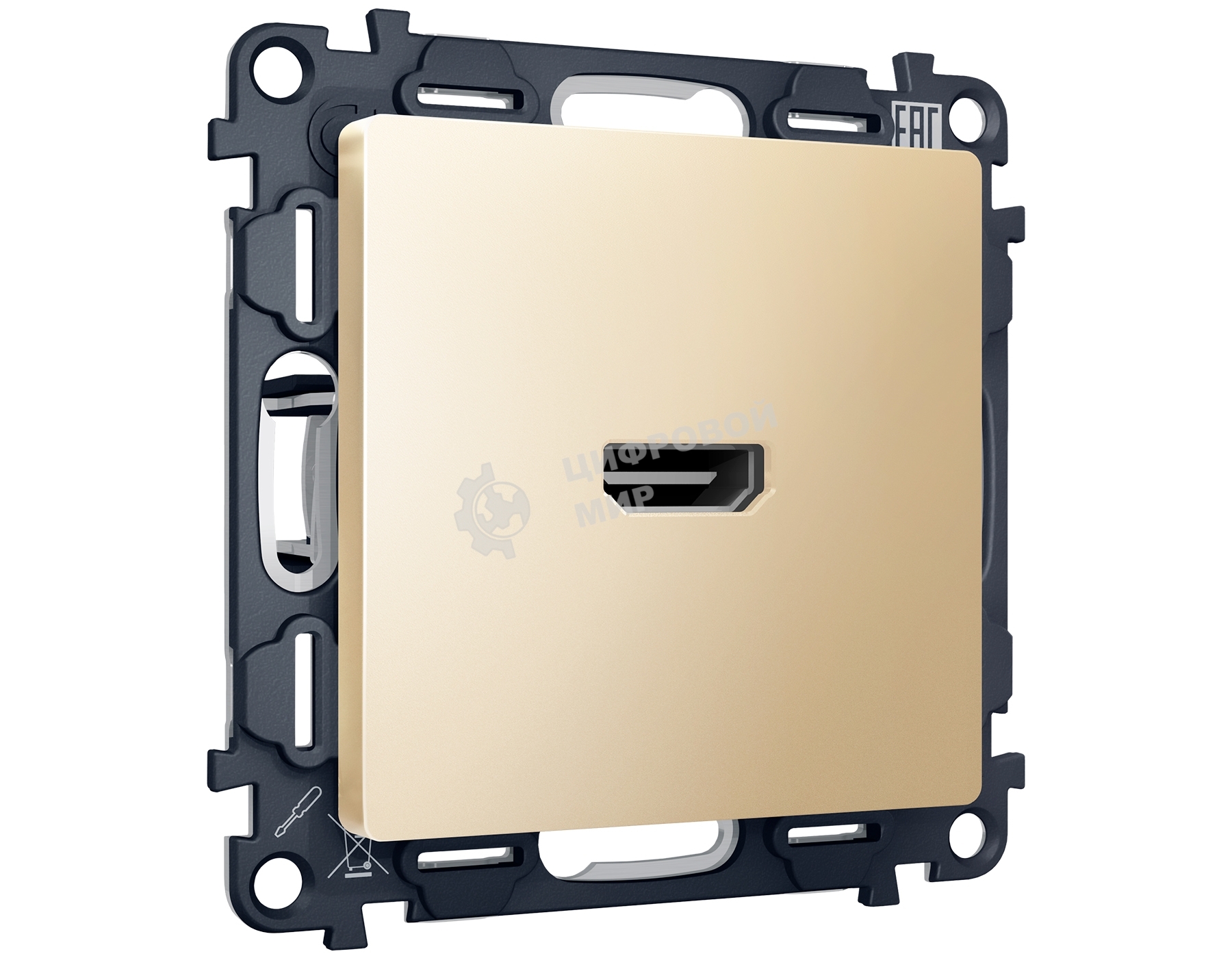 Комплект механизма розетки HDMI 2.0 ALFA Шампань 40V/500mA 2.0GHz 5-18Gbit/s QUANT (AP6140, VM222) MA614010