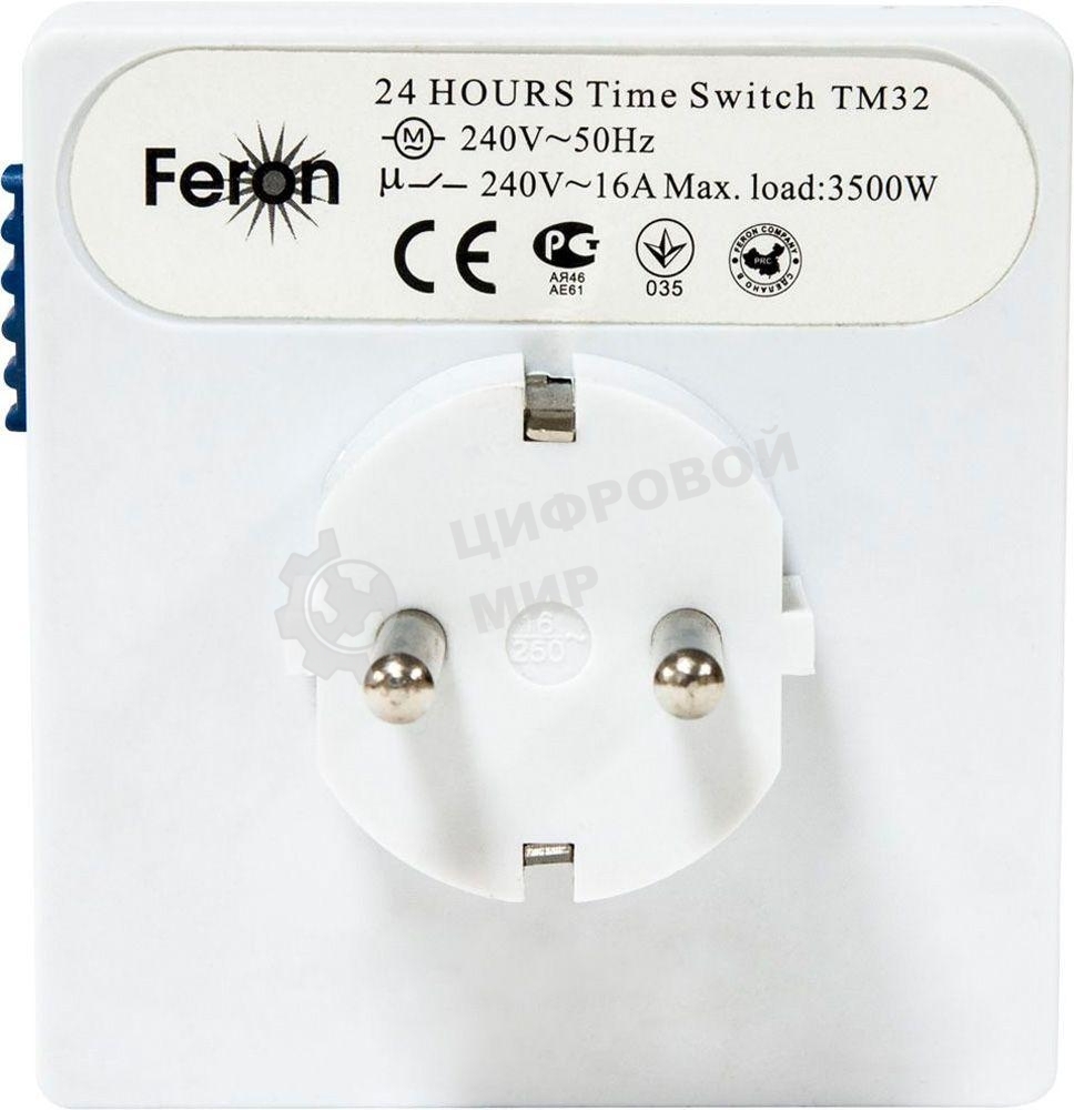 Розетка с таймером Feron (суточная) 3500W/16A 230V, 61923(TM32)